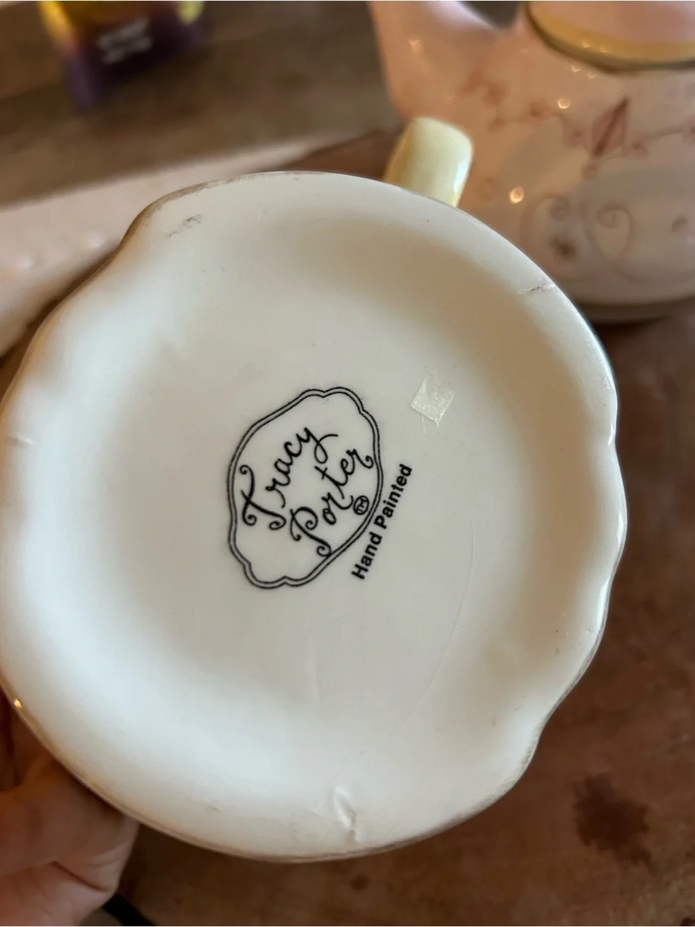 Vintage Fairy Pink Floral Porcelain Teapot and Cup Set With Handmade Design